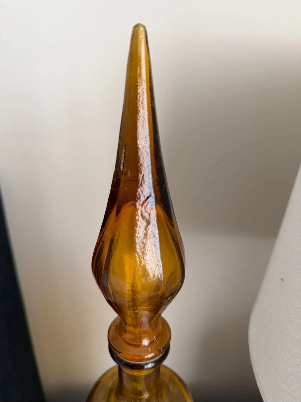 VTG Italian Amber Glass Genie Bottle Empoli